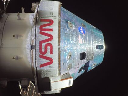 Orion in-flight selfie with source page: NASA.