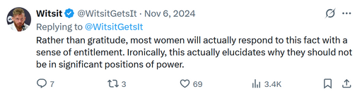 An example of Witsit's misogyny.