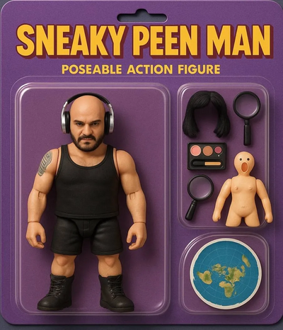 Sneaky Peen Man — poseable action figure. Accessories sold separately from dignity.